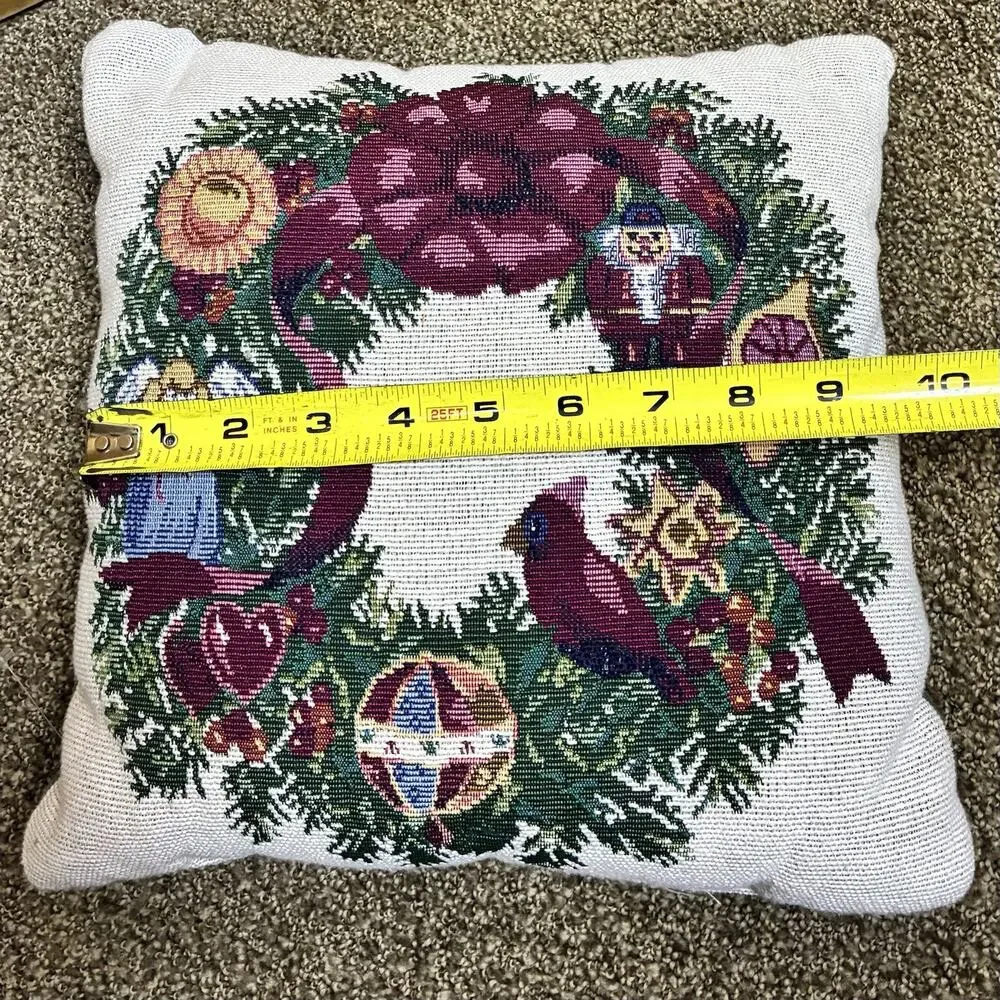 Christmas pillow 12 Inch Tapestry Wreath Design Angel Cardinal Ornament